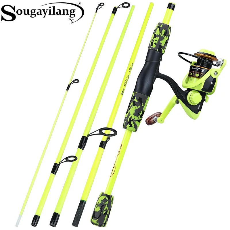 Fishing Equipment For Kids - Sougayilang Portable 5 Section Red/yellow Fishing