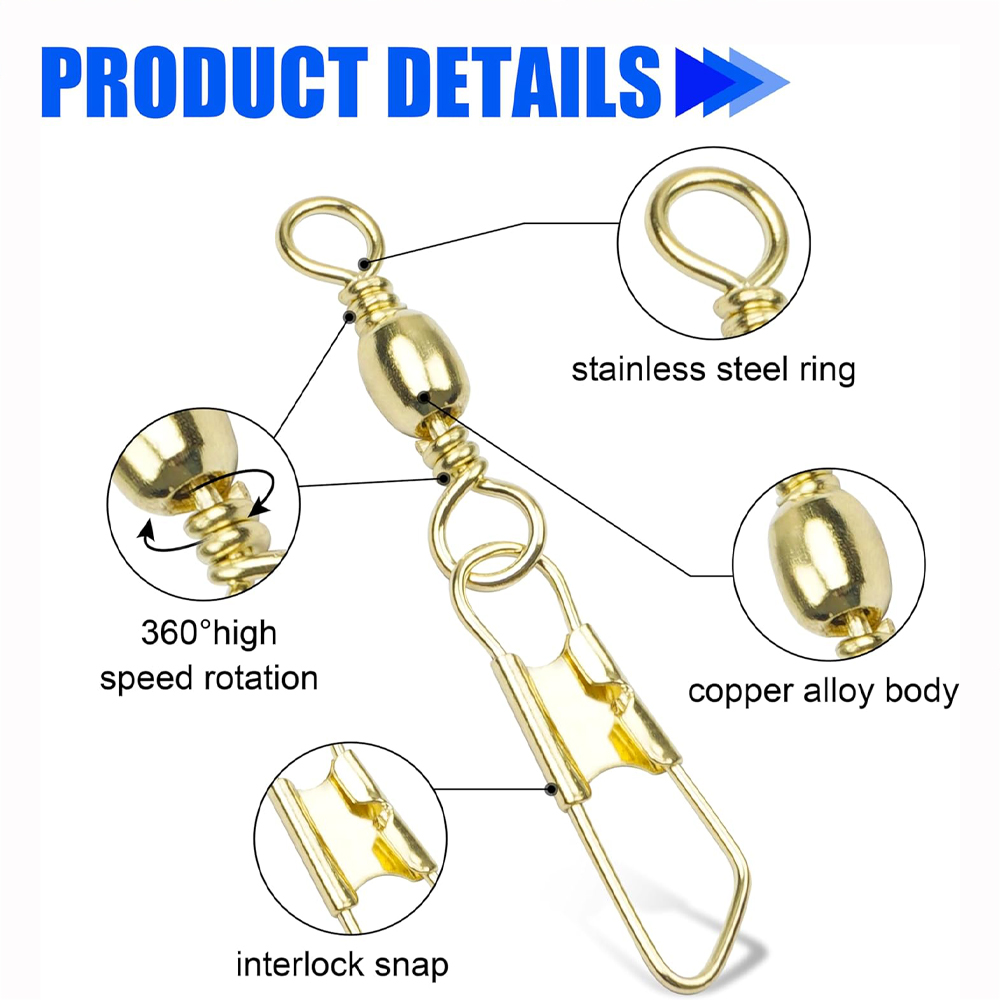 50Pcs Gold Fishing Barrel Swiv - Fishing Equipment Tackle 评论和价格