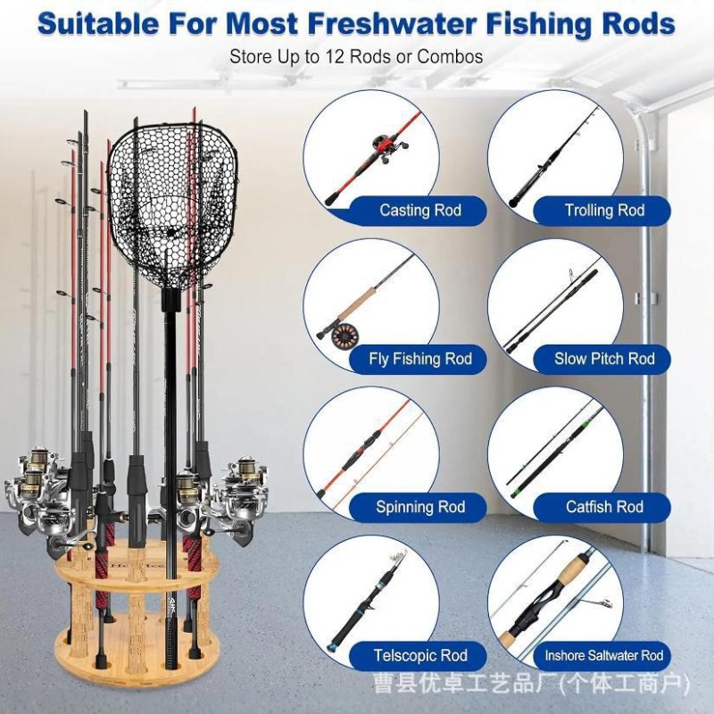 Round Solid Wood Fishing Rod S - Fishing Equipment And Tools 评论和价格