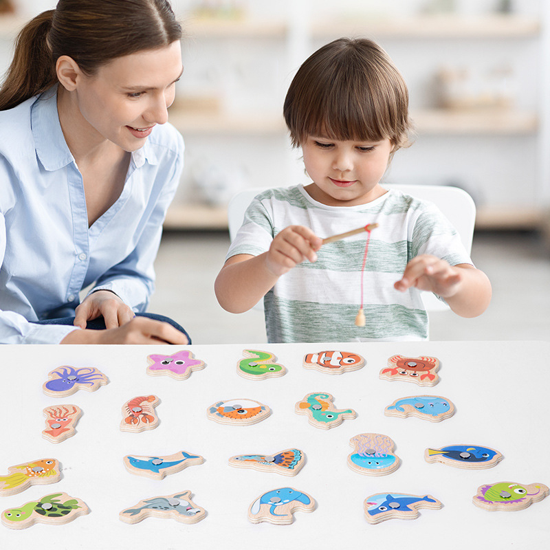 Wooden Magnetic Fishing Toys f - Fishing Equipment For Kids 评论和价格